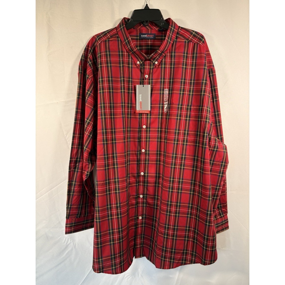 Roundtree & Yorke shirt size 4xb plaid long sleeve new travel smart